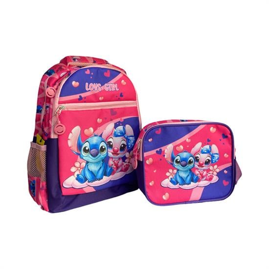 2'li Set Mor Pembe Desenli Okul Sırt Çanta