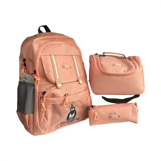 3'lü Set Pembe Okul Sırt Çanta