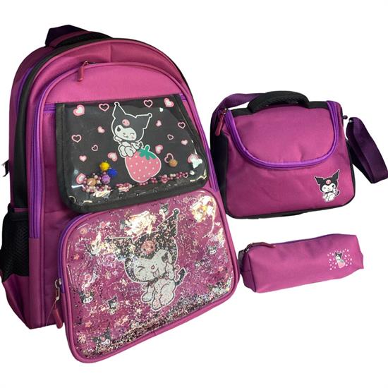 Açık Mor Siyah Kuromili Sırt Okul Çantası