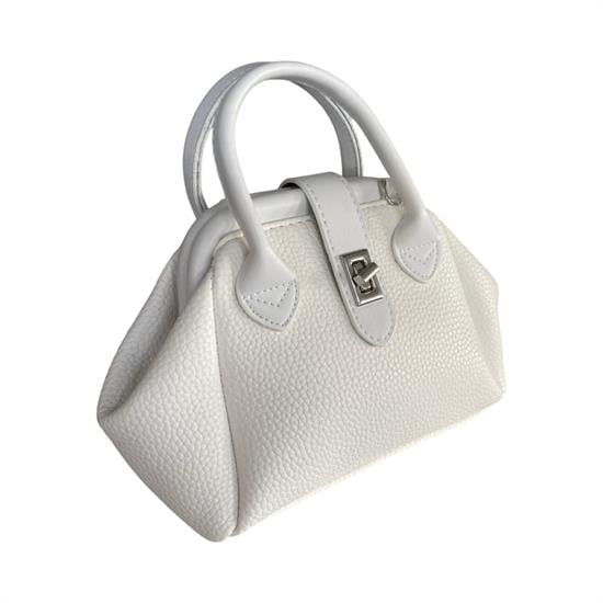 Beyaz Deri Kadın El Çantası
