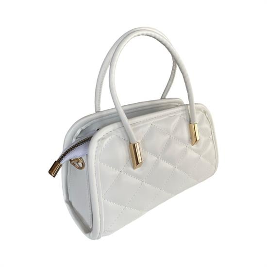 Beyaz Desenli Kadın El Çantası