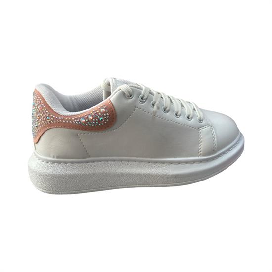 Beyaz Pudra Taşlı Cilt Kadın Spor