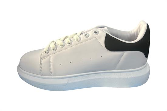 Beyaz Siyah Yüksek Taban Cilt Erkek Spor