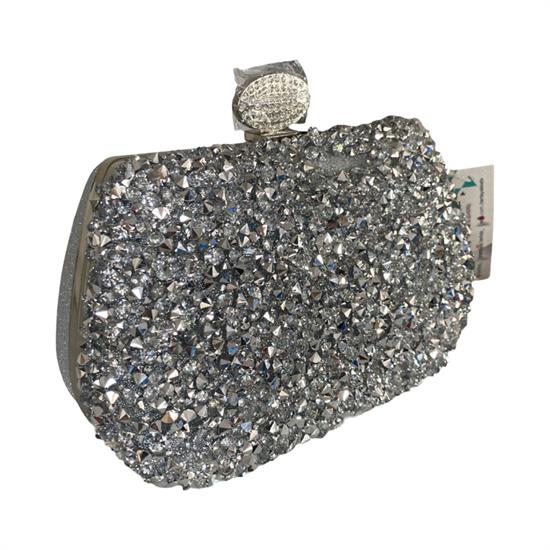 Beyaz Taşlı Abiye Çanta