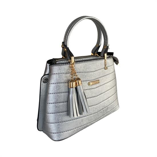 Gri Çizgili Kadın Çanta