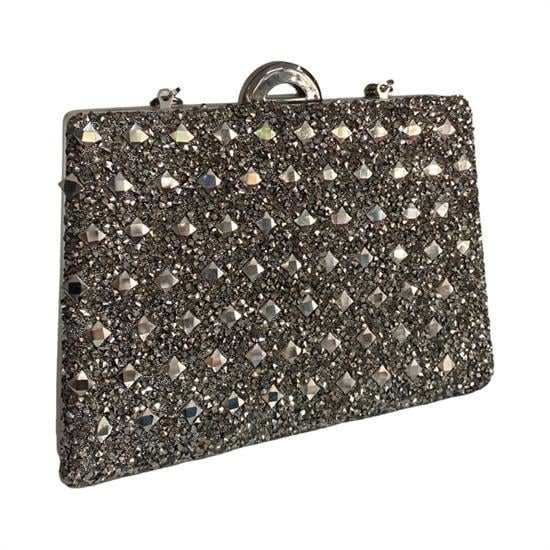 Gri Taşlı Abiye Çanta