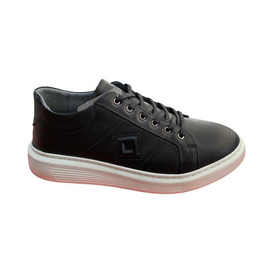 Hakiki Deri Siyah Beyaz Dikişli Erkek Casual