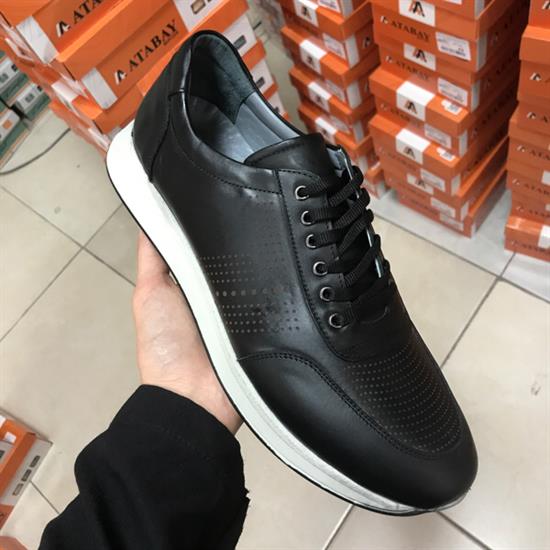 Hakiki Deri Siyah Beyaz Erkek Casual