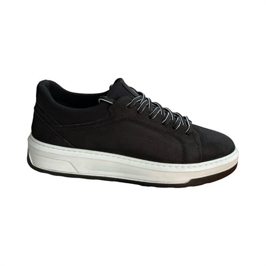 Hakiki Deri Siyah Beyaz Nubuk Erkek Casual