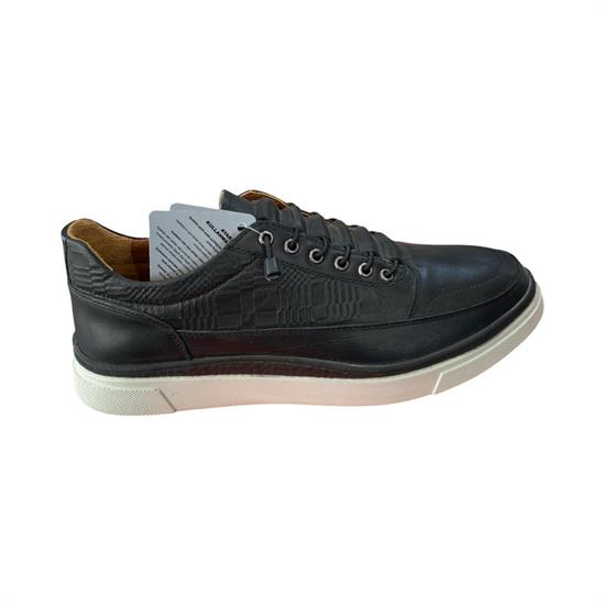 Hakiki Deri Siyah Gri Lastikli Erkek Casual