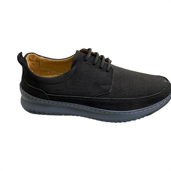 Hakiki Deri Siyah Gri Nubuk Erkek Casual