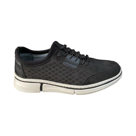 Hakiki Deri Siyah Nubuk Bağsız Erkek Casual