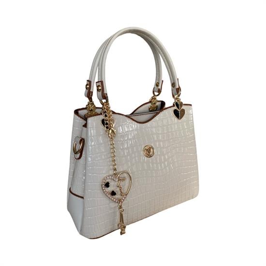 Krem Deri Kadın Çantası