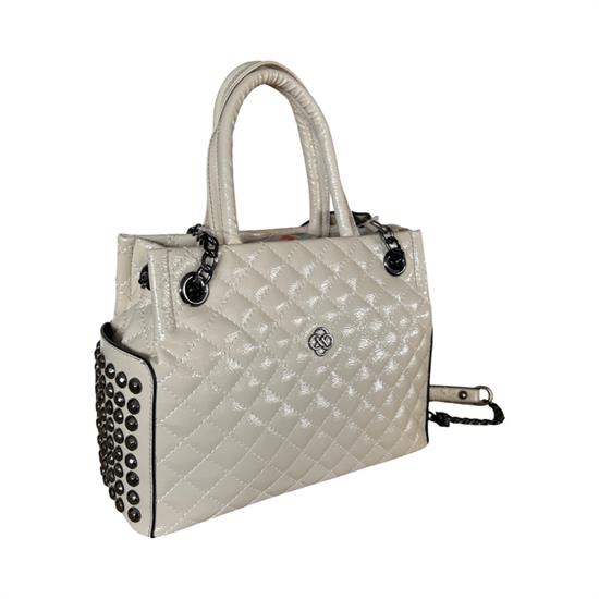 Krem Zincirli Kadın Çantası