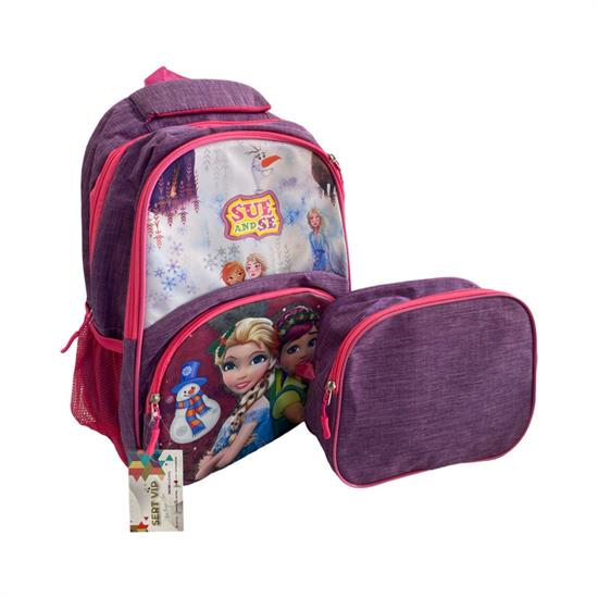 Mor Desenli Sırt Okul Çantası