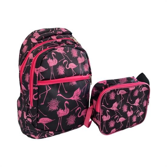 Pembe Siyah Flamingo Sırt Çantası
