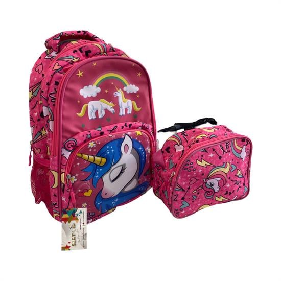 Pembe Unicorn Desenli Sırt Okul Çanta
