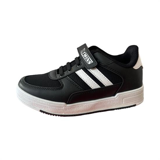 Siyah Beyaz Cırtlı Çocuk Spor