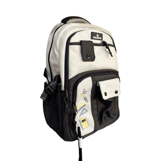 Siyah Beyaz Desenli Okul Sırt Çantası