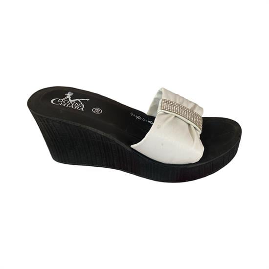 Siyah Beyaz Topuklu Terlik