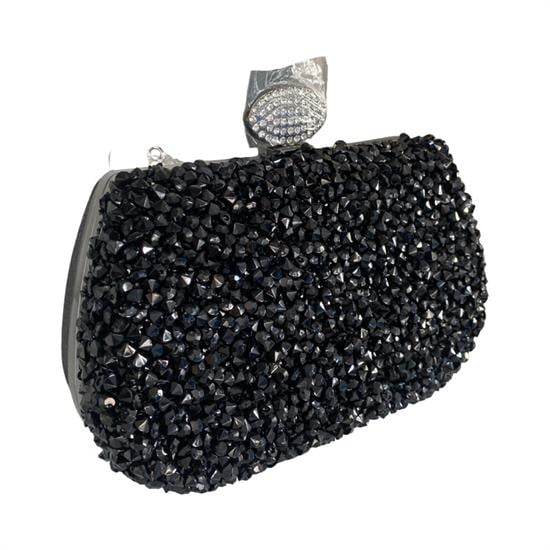 Siyah Gold Taşlı Abiye Çanta