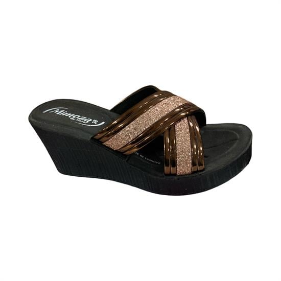 Siyah Gold Taşlı Topuklu Terlik