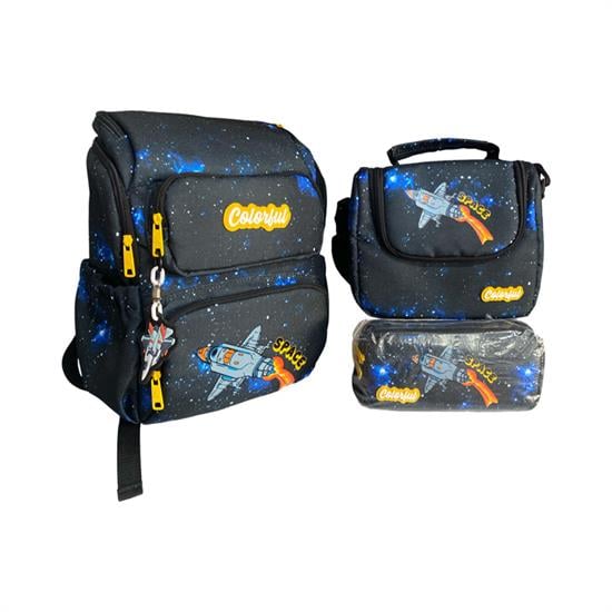 Siyah Mavi Desenli Sırt Çantası