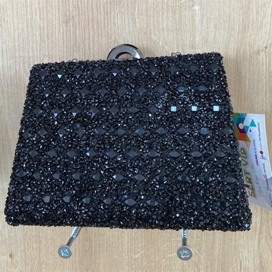 Siyah Pullu Taşlı Abiye Çanta