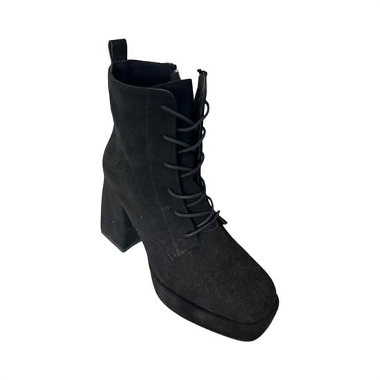 Siyah Süet Topuklu Kadın Botu