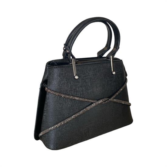 Siyah Taş Detaylı Kadın Çantası