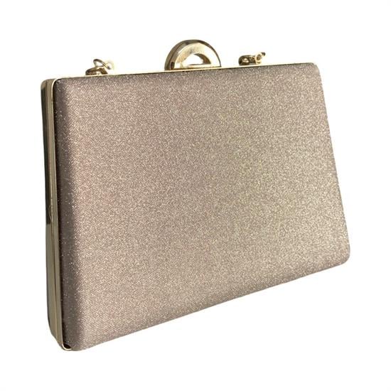 Tos Pembe Pullu Gold Abiye Çanta